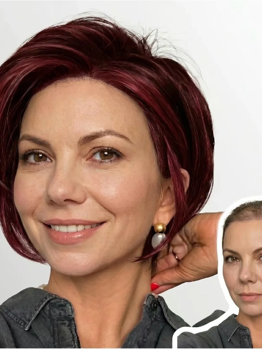 Chic Short Womens Wig in Burgundy Red - Unbranded